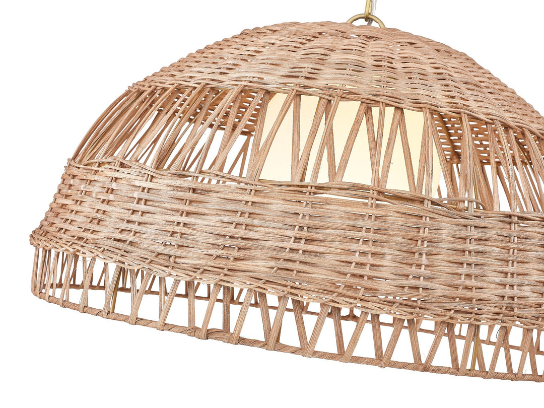 NOTO 1-Light Natural Rattan Pendant by Mirage Lighting