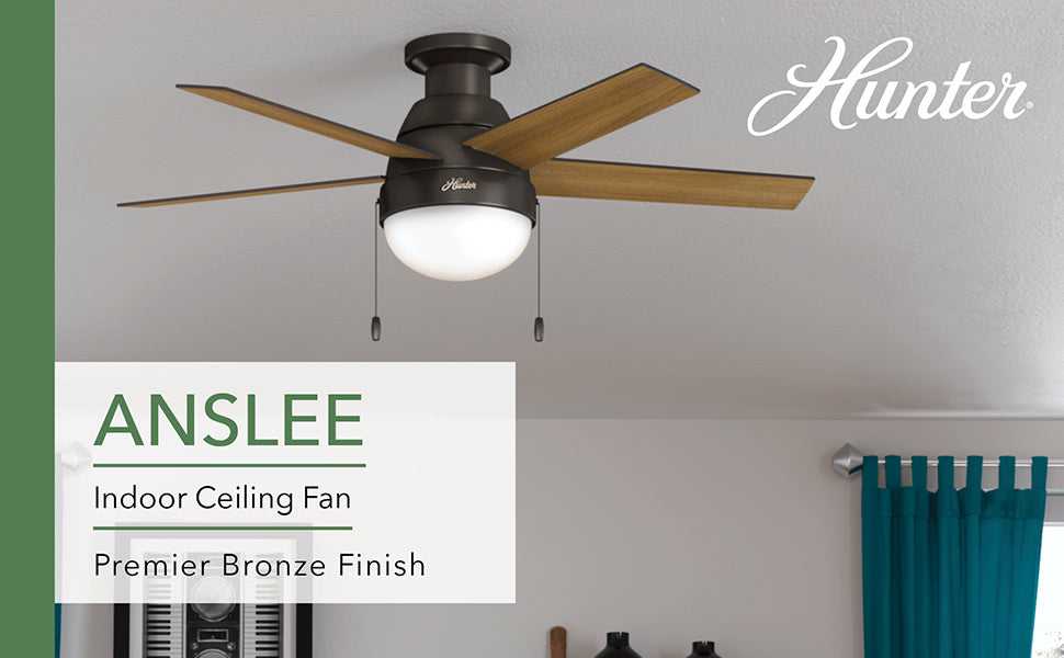 Anslee Low Profile with LED Light 46 inch Hunter Fan Canada