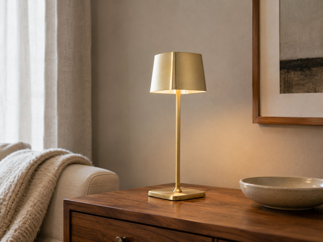 Task Portables LED Table Lamp in Soft Brass