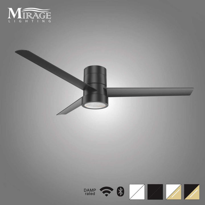 Versa 55" Black Hugger Smart Ceiling Fan with Alabaster Lens Mirage Lighting Group