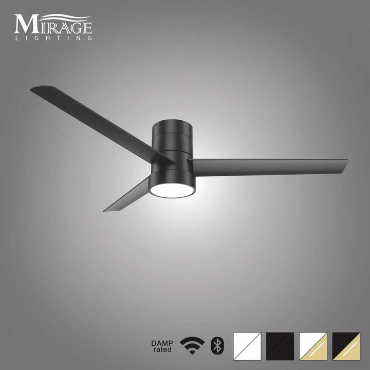 Versa 55" Black Hugger Smart Ceiling Fan with Alabaster Lens Mirage Lighting Group