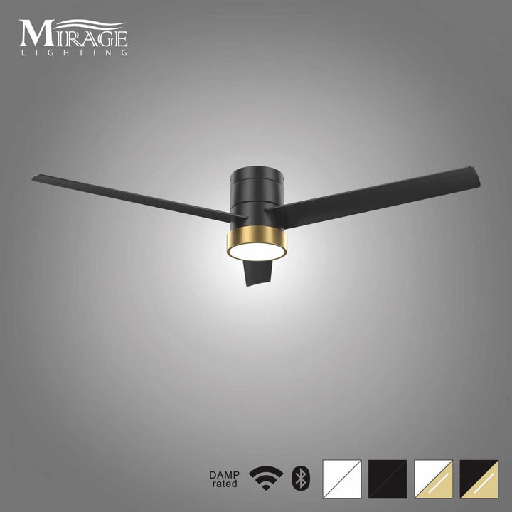 Versa 55" Black Hugger Smart Ceiling Fan with Alabaster Lens Mirage Lighting Group