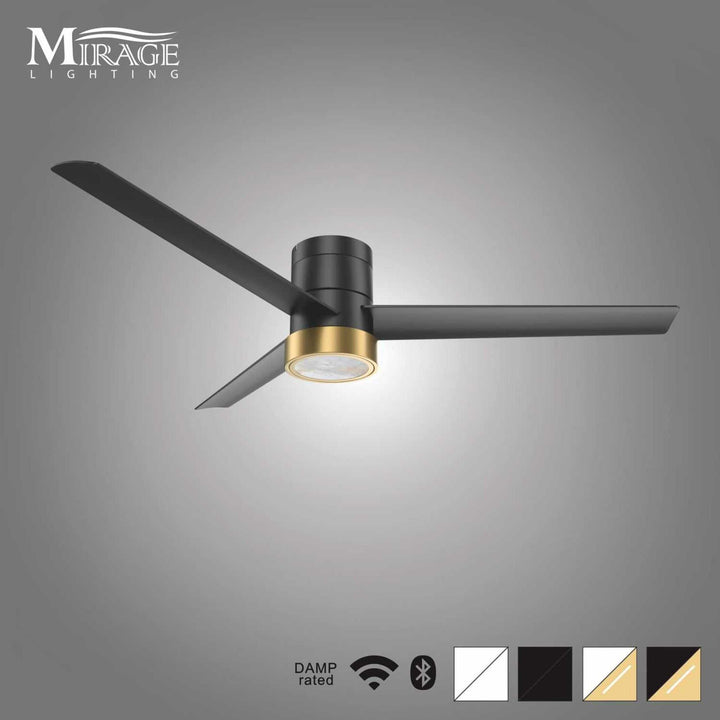 Versa 55" Black Hugger Smart Ceiling Fan with Alabaster Lens Mirage Lighting Group