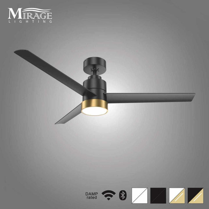 Versa 55" Black Smart Ceiling Fan with Alabaster Lens Mirage Lighting Group