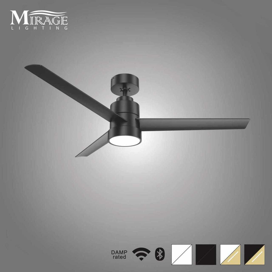 Versa 55" Black Smart Ceiling Fan with Alabaster Lens Mirage Lighting Group
