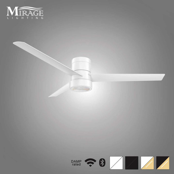 Versa 55" White Hugger Smart Ceiling Fan with Alabaster Lens Mirage Lighting Group