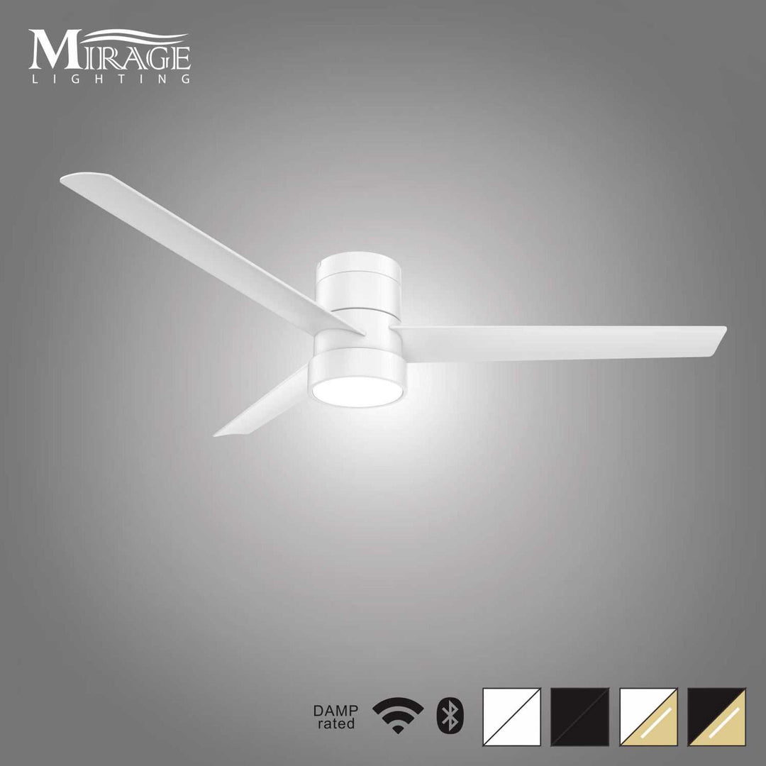 Versa 55" White Hugger Smart Ceiling Fan with Alabaster Lens Mirage Lighting Group