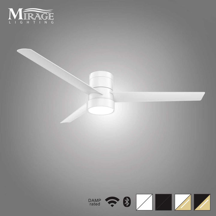 Versa 55" White Hugger Smart Ceiling Fan with Alabaster Lens Mirage Lighting Group