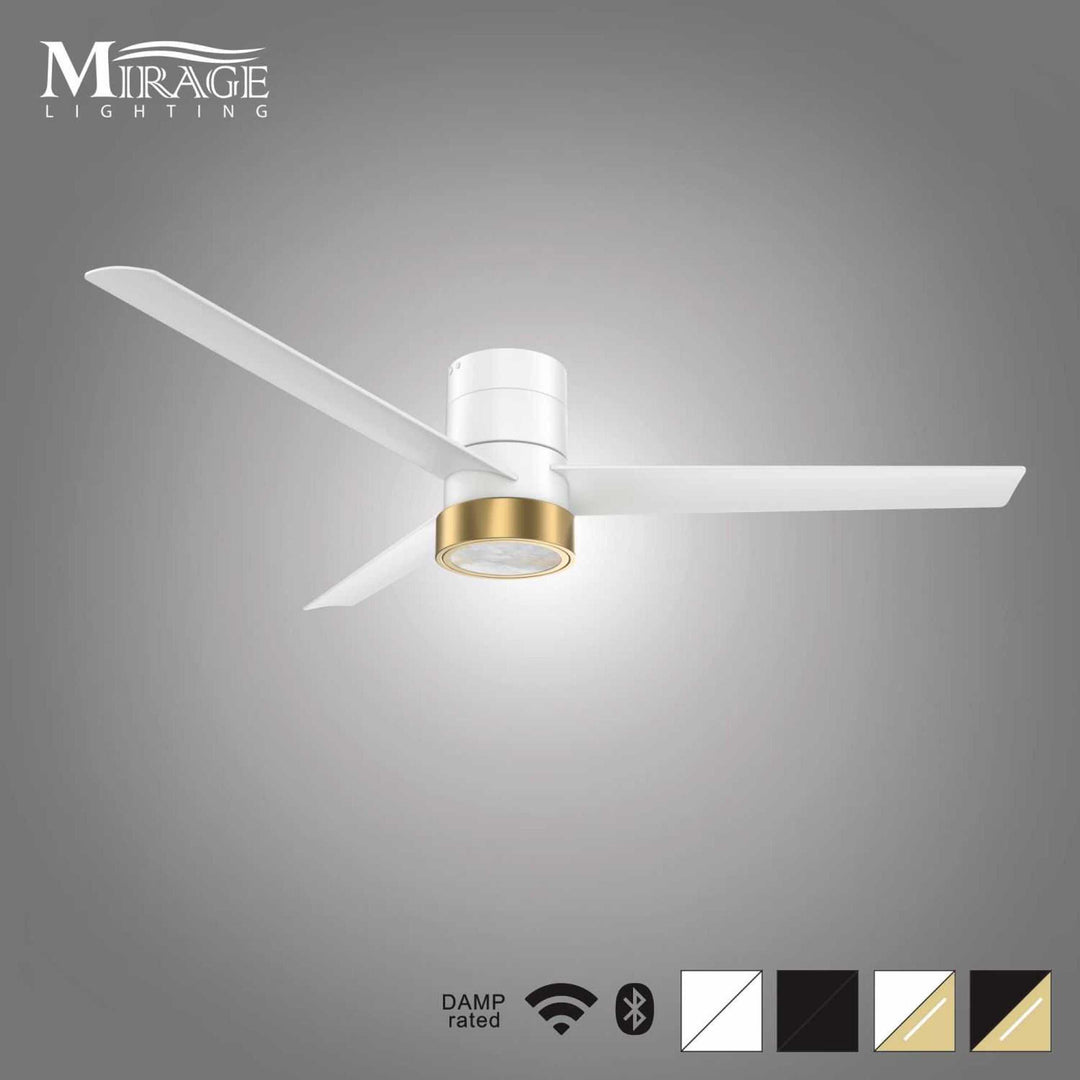 Versa 55" White Hugger Smart Ceiling Fan with Alabaster Lens Mirage Lighting Group