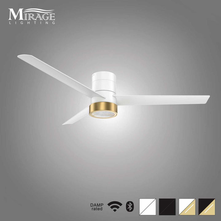 Versa 55" White Hugger Smart Ceiling Fan with Alabaster Lens Mirage Lighting Group