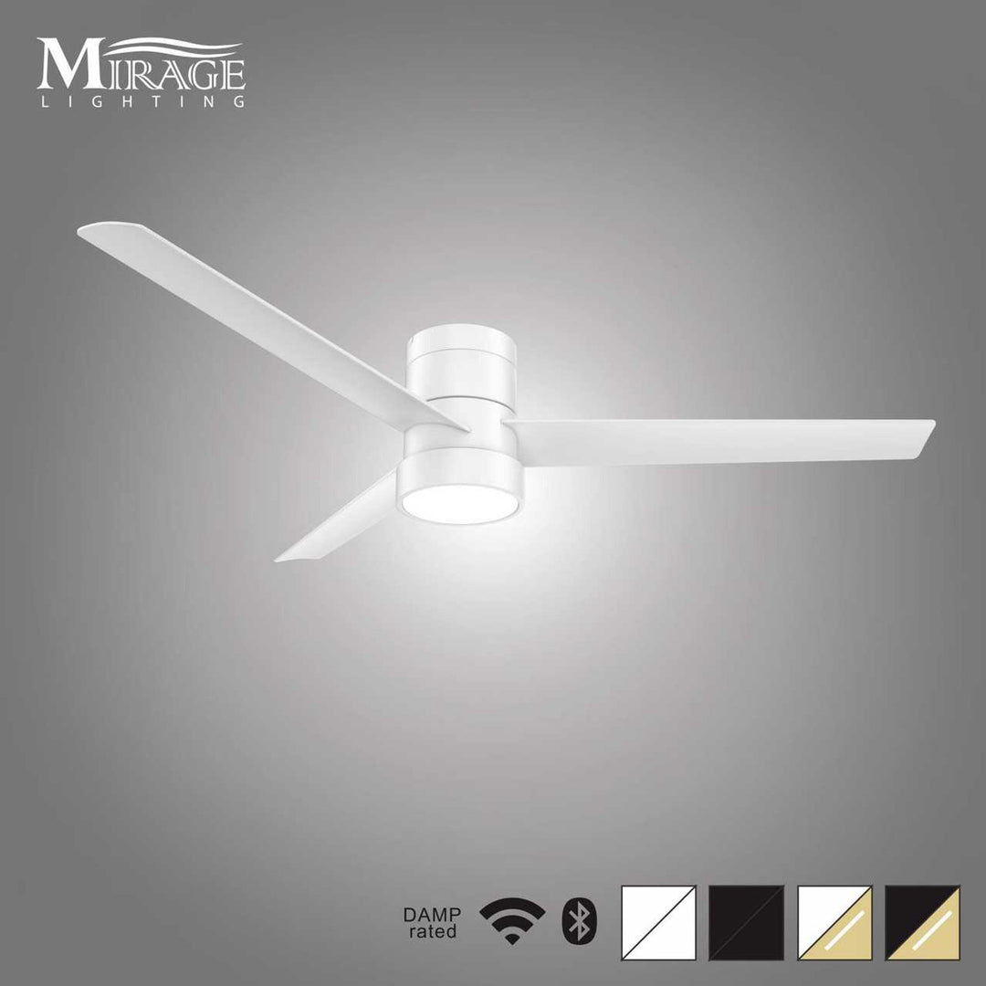 Versa 55" White Hugger Smart Ceiling Fan with Alabaster Lens Mirage Lighting Group