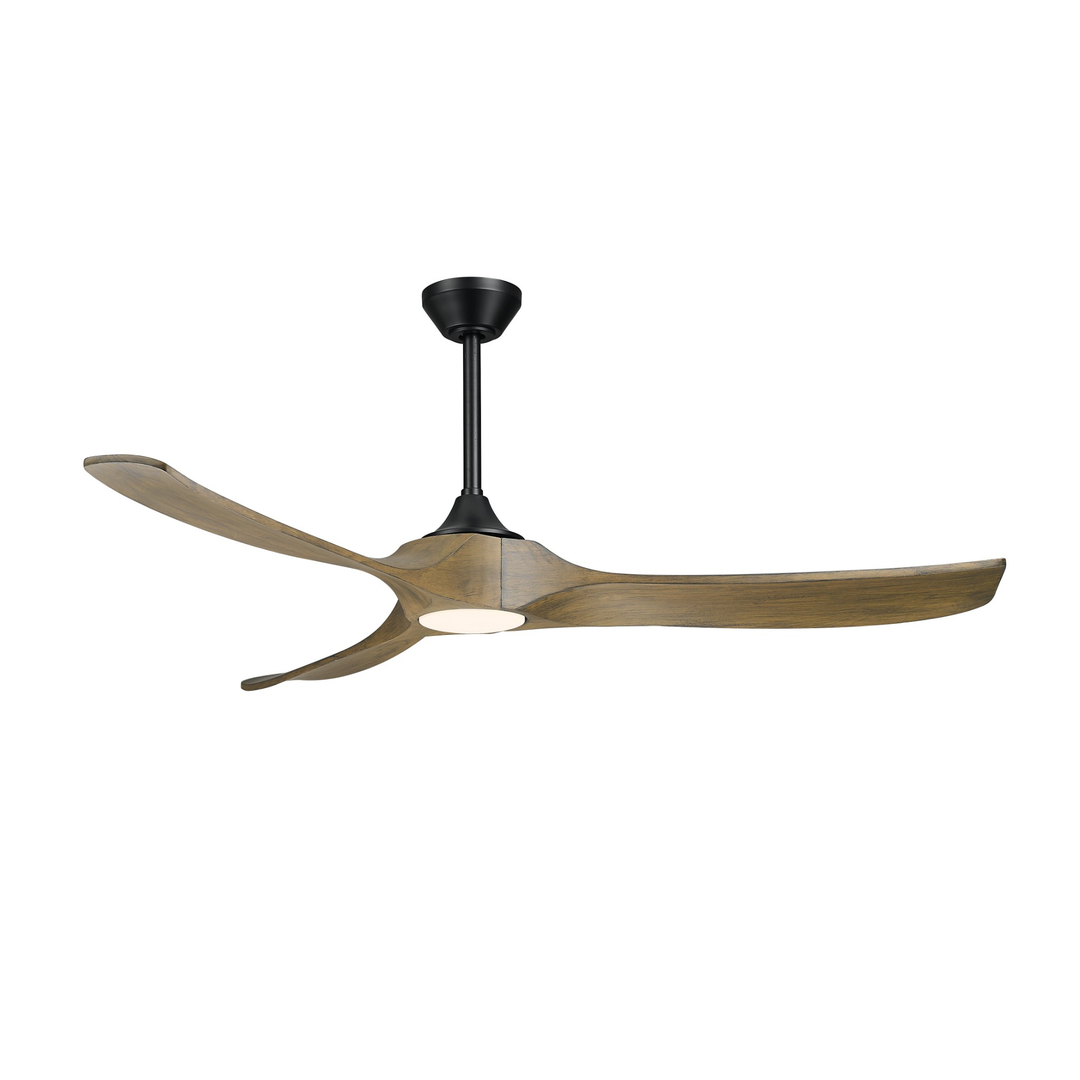Woodern 60" Smart Ceiling Fan Matte Black with Weathered Oak Wood Blades Mirage Lighting Group