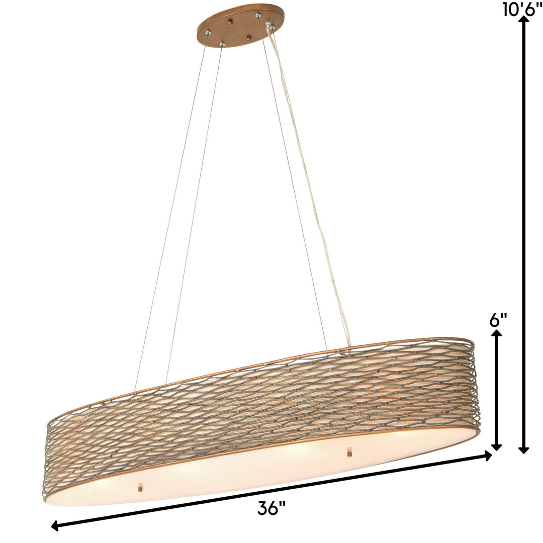 Varaluz - 247N04HO - Four Light Linear Pendant - Flow - Hammered Ore