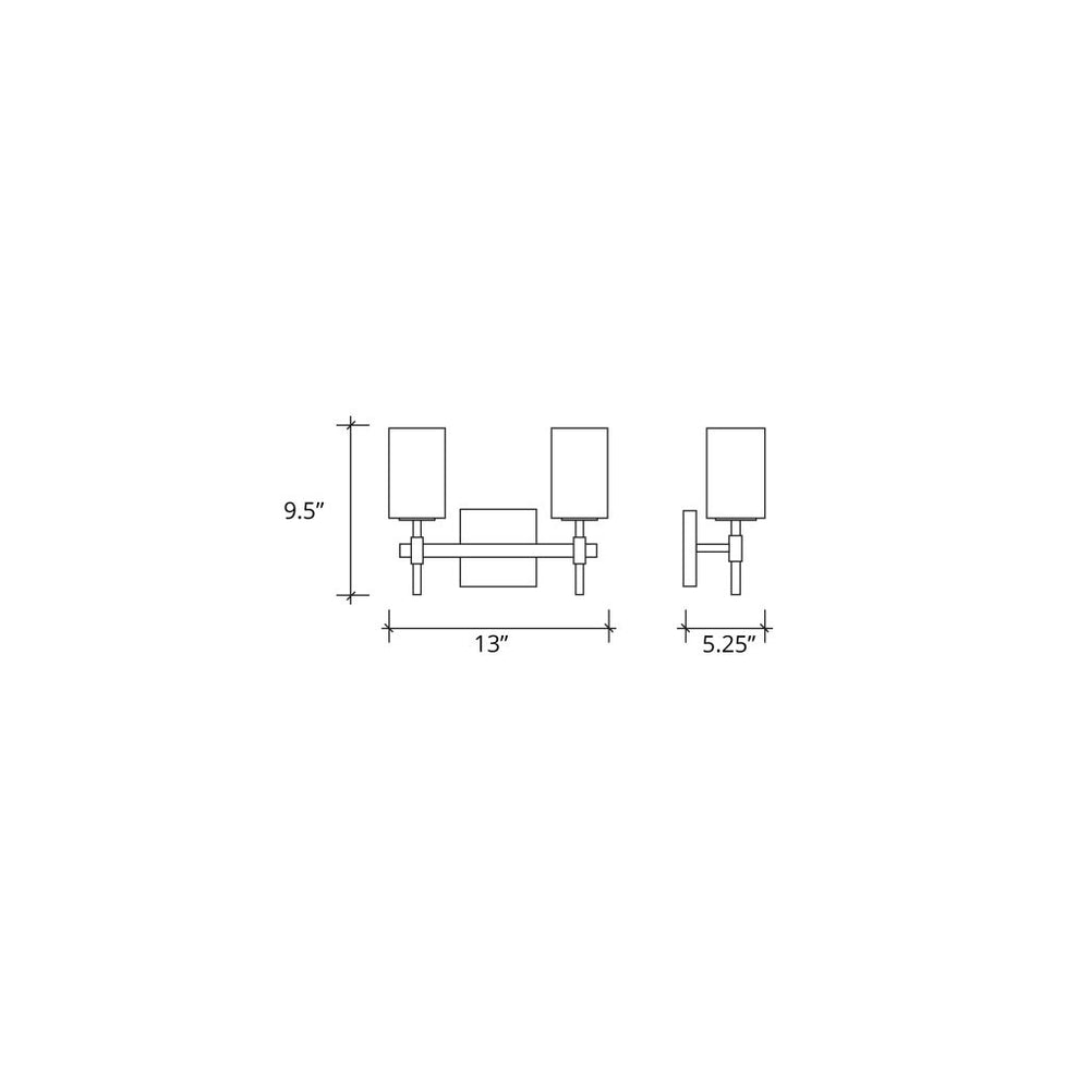 Justice Designs - PNA-8412-55-WFAL-CROM - Two Light Bath Bar - Porcelina - Polished Chrome