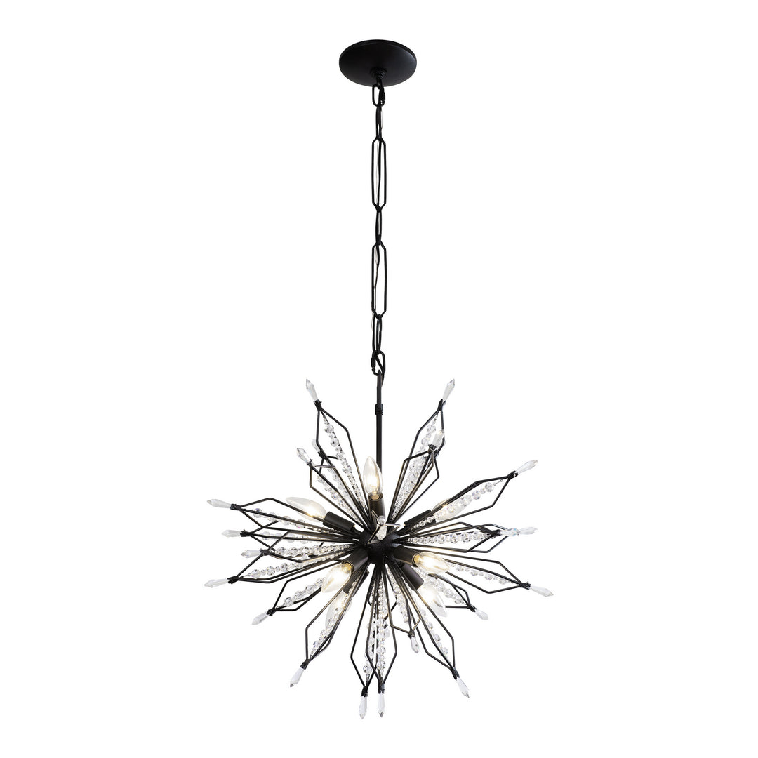 Varaluz - 311P08CB - Eight Light Pendant - Orbital - Carbon
