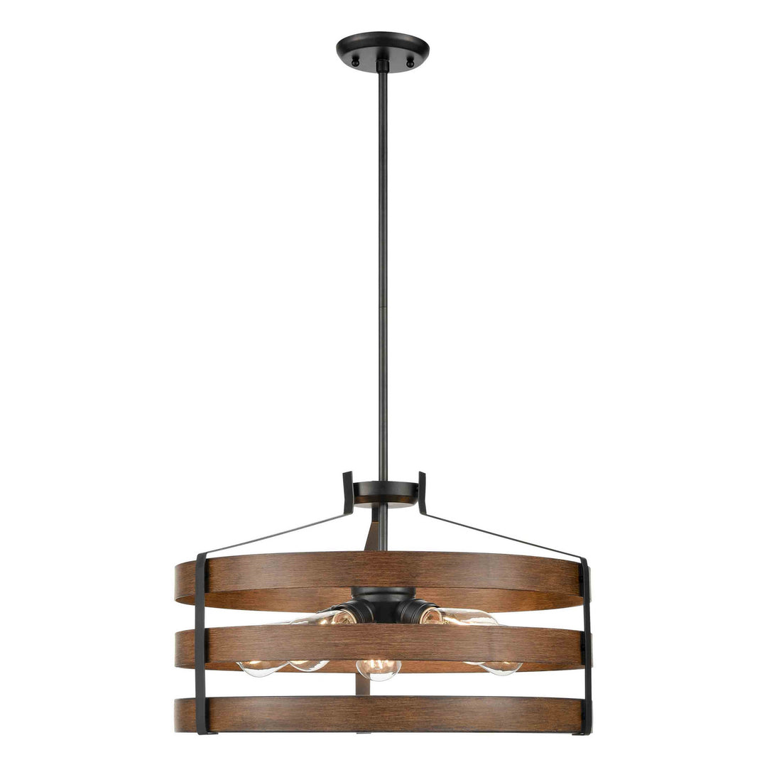 DVI Canada - DVP41808GR+IW - Five Light Pendant - Fort Garry - Graphite And Ironwood On Metal
