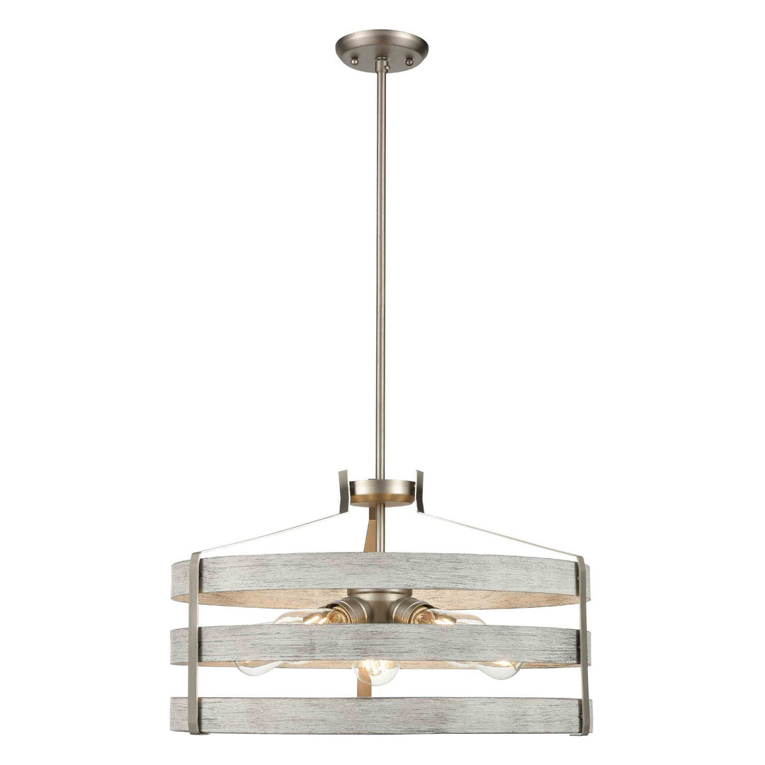 DVI Canada - DVP41808BN+BIW - Five Light Pendant - Fort Garry - Buffed Nickel And Birchwood On Metal