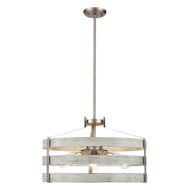 DVI Canada - DVP41808BN+BIW - Five Light Pendant - Fort Garry - Buffed Nickel And Birchwood On Metal