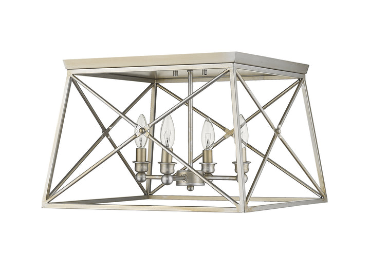 Z-Lite Canada - 447F18-AS - Four Light Flush Mount - Trestle - Antique Silver