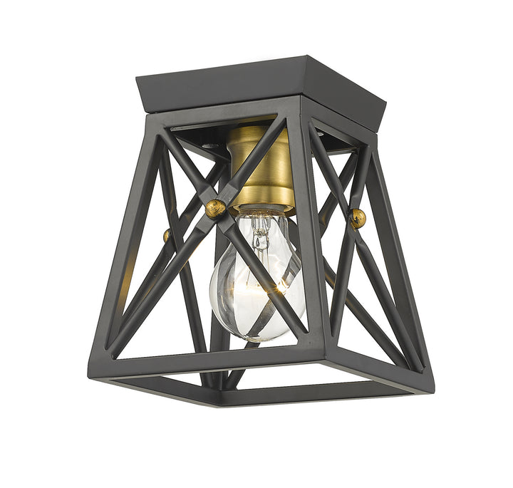 Z-Lite Canada - 447F1-MB-OBR - One Light Flush Mount - Trestle - Matte Black + Olde Brass