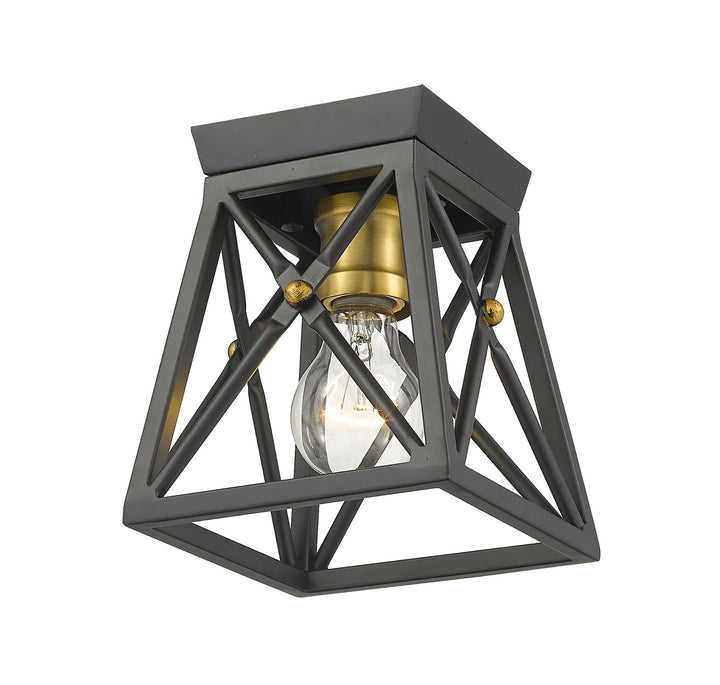 Z-Lite Canada - 447F1-MB-OBR - One Light Flush Mount - Trestle - Matte Black + Olde Brass