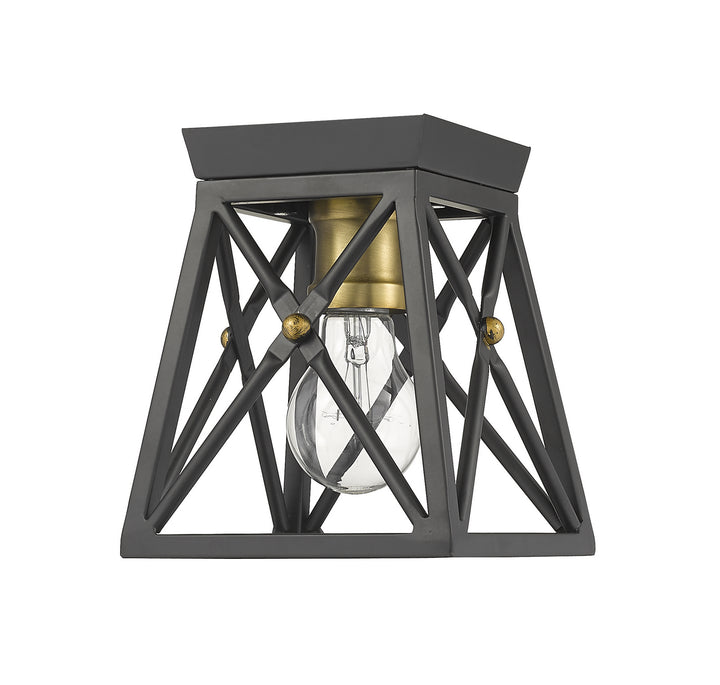 Z-Lite Canada - 447F1-MB-OBR - One Light Flush Mount - Trestle - Matte Black + Olde Brass