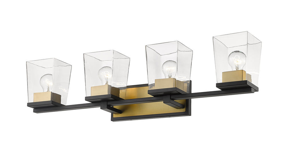Z-Lite Canada - 475-4V-MB-OBR - Four Light Vanity - Bleeker Street - Matte Black + Olde Brass