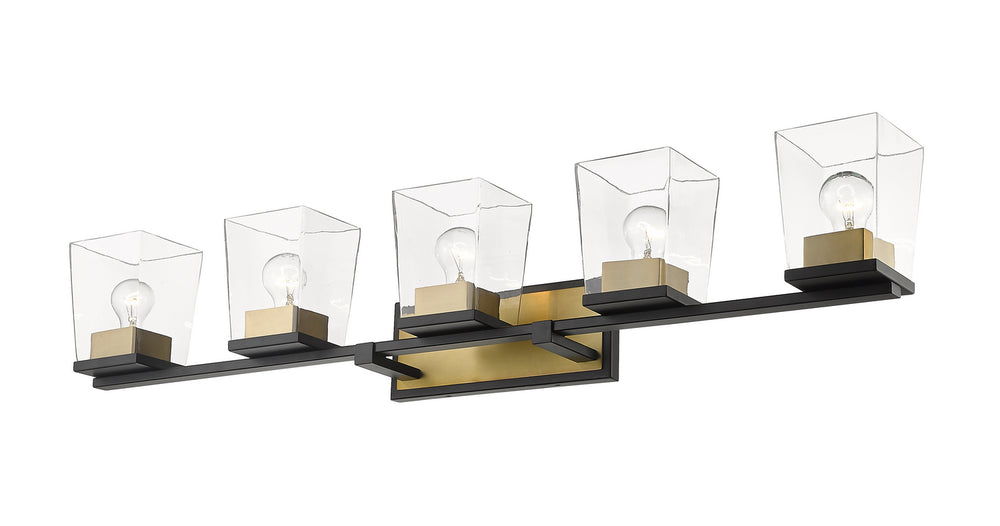 Z-Lite Canada - 475-5V-MB-OBR - Five Light Vanity - Bleeker Street - Matte Black + Olde Brass