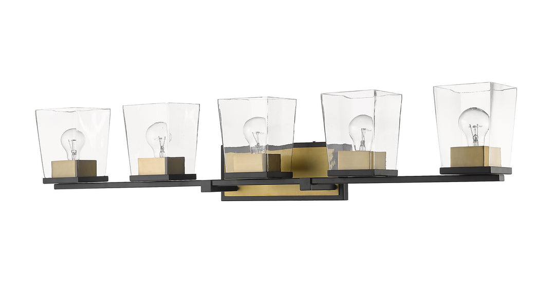 Z-Lite Canada - 475-5V-MB-OBR - Five Light Vanity - Bleeker Street - Matte Black + Olde Brass