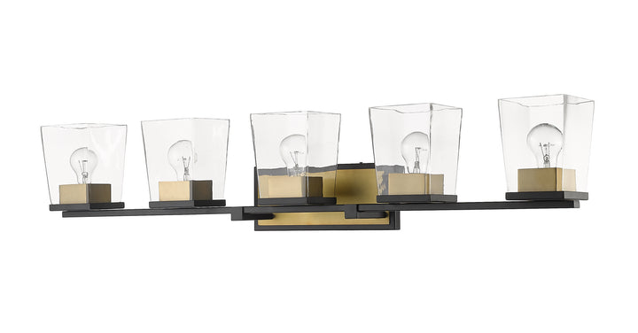 Z-Lite Canada - 475-5V-MB-OBR - Five Light Vanity - Bleeker Street - Matte Black + Olde Brass