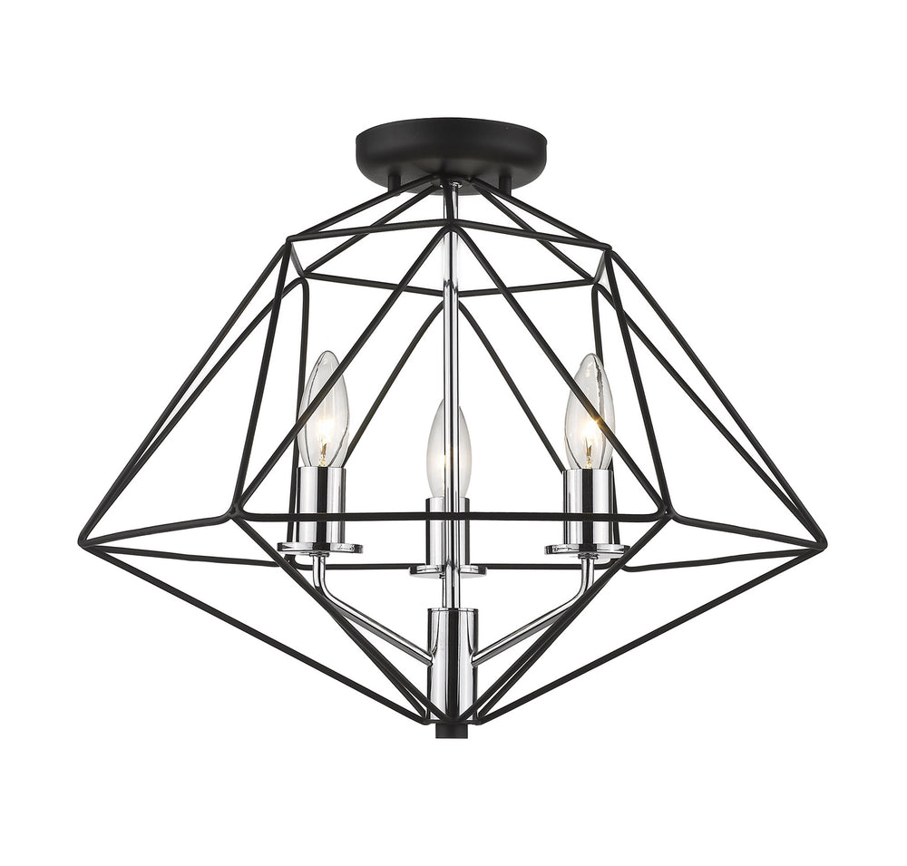 Z-Lite Canada - 918SF-MB-CH - Three Light Semi Flush Mount - Geo - Matte Black + Chrome