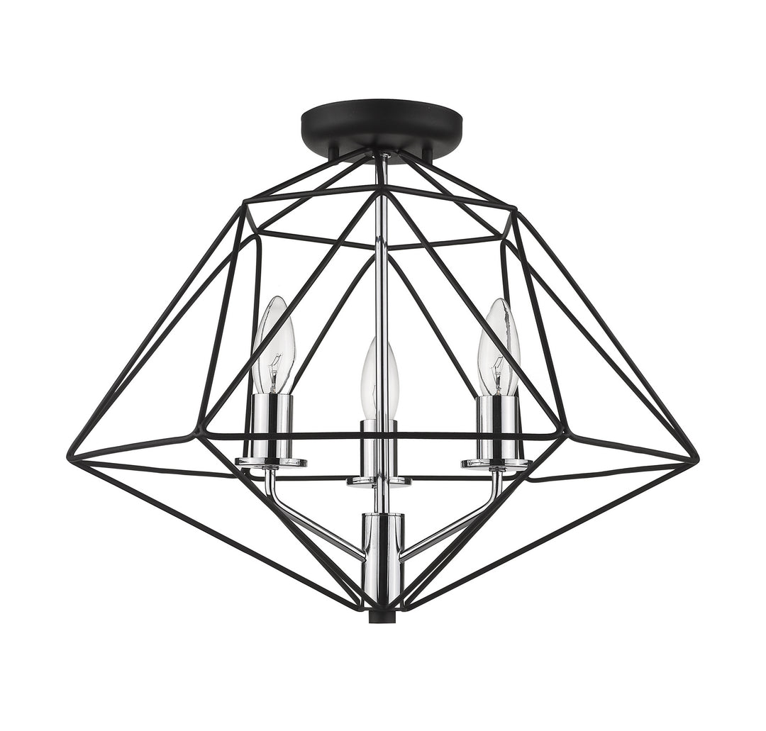 Z-Lite Canada - 918SF-MB-CH - Three Light Semi Flush Mount - Geo - Matte Black + Chrome