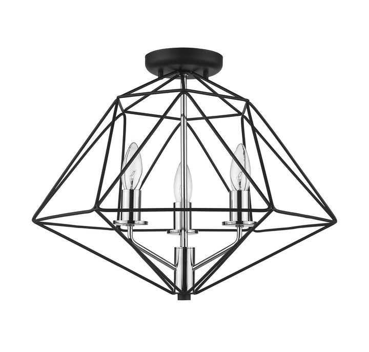 Z-Lite Canada - 918SF-MB-CH - Three Light Semi Flush Mount - Geo - Matte Black + Chrome