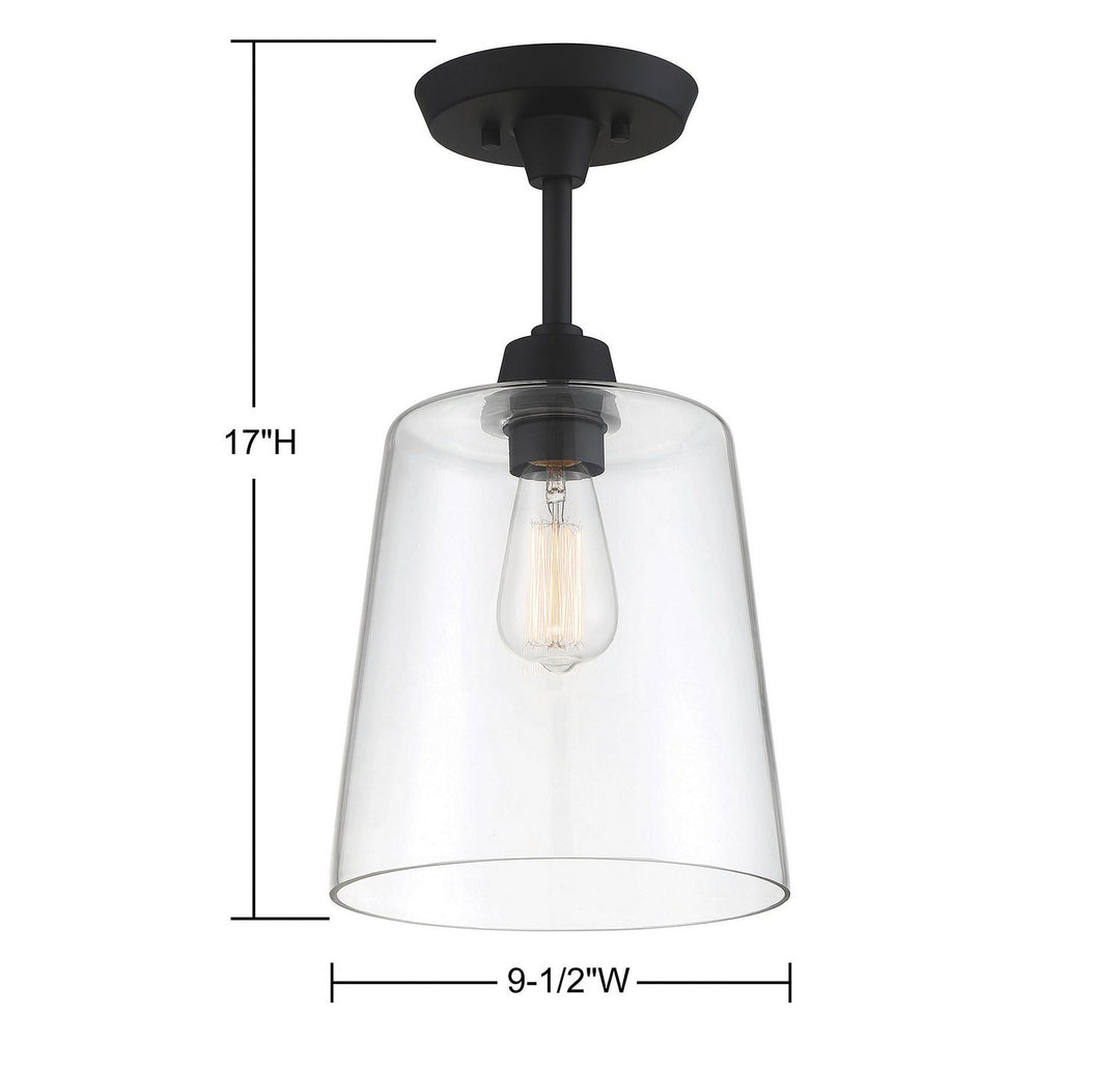 Meridian - M60010MBK - One Light Semi-Flush Mount - Msemi - Matte Black