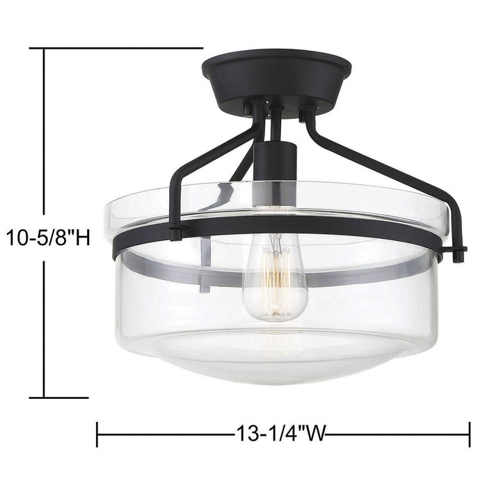 Meridian - M60011MBK - One Light Semi-Flush Mount - Msemi - Matte Black