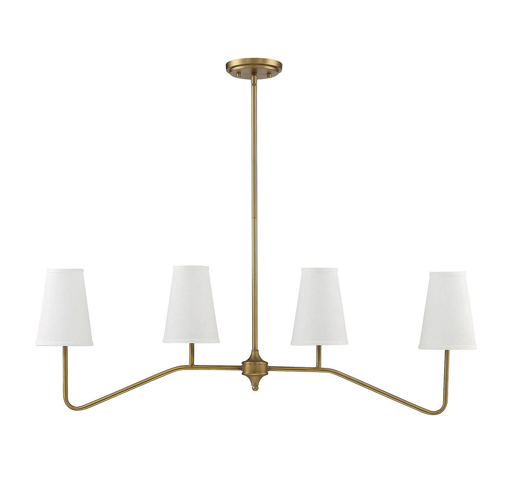 Meridian - M10078NB - Four Light Chandelier - Mchan - Natural Brass
