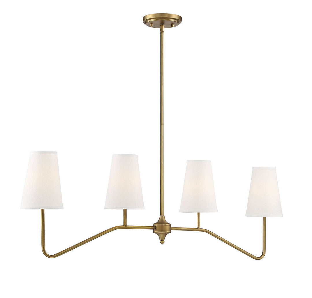 Meridian - M10078NB - Four Light Chandelier - Mchan - Natural Brass