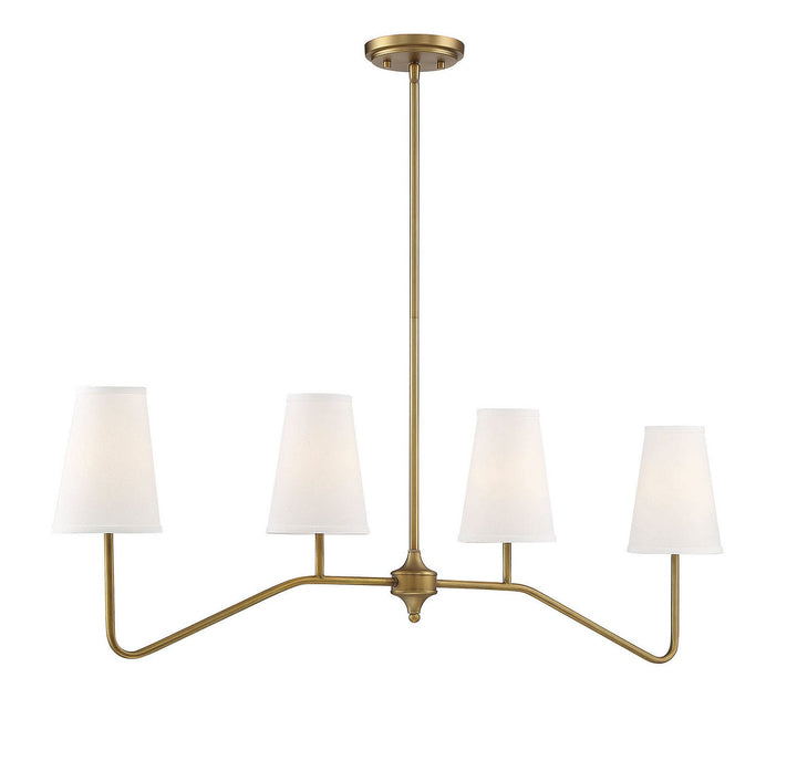 Meridian - M10078NB - Four Light Chandelier - Mchan - Natural Brass