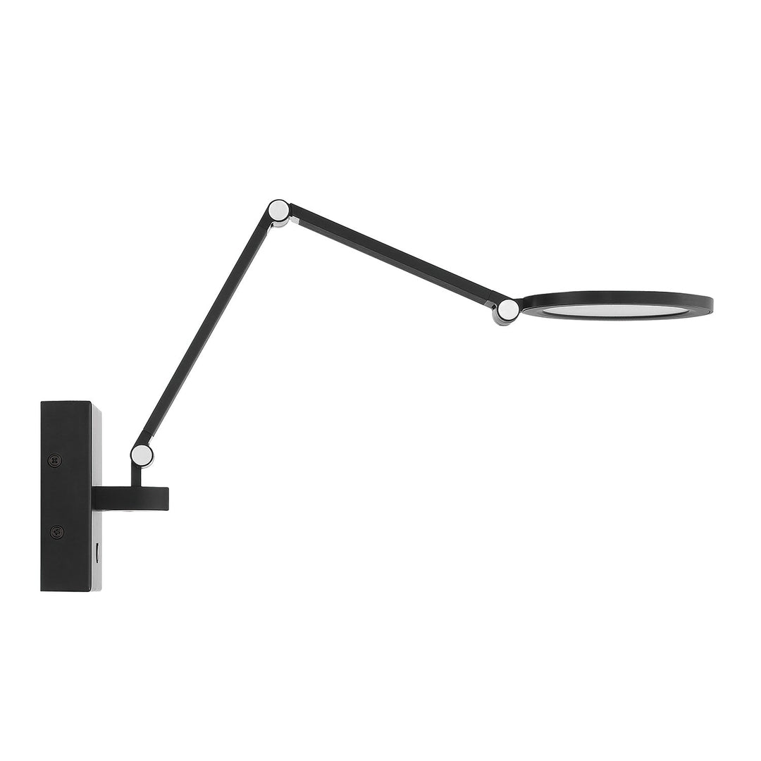 Roundo LED Swing Arm Wall Lamp in Black Kendal Canada