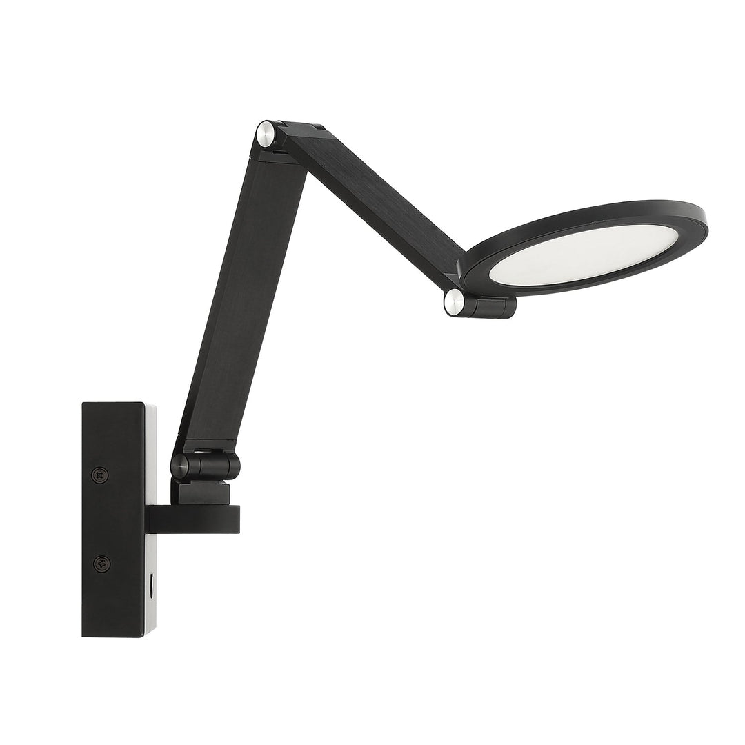 Roundo LED Swing Arm Wall Lamp in Black Kendal Canada