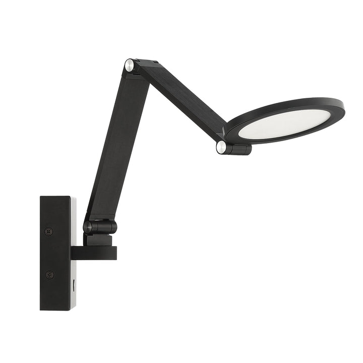Roundo LED Swing Arm Wall Lamp in Black Kendal Canada