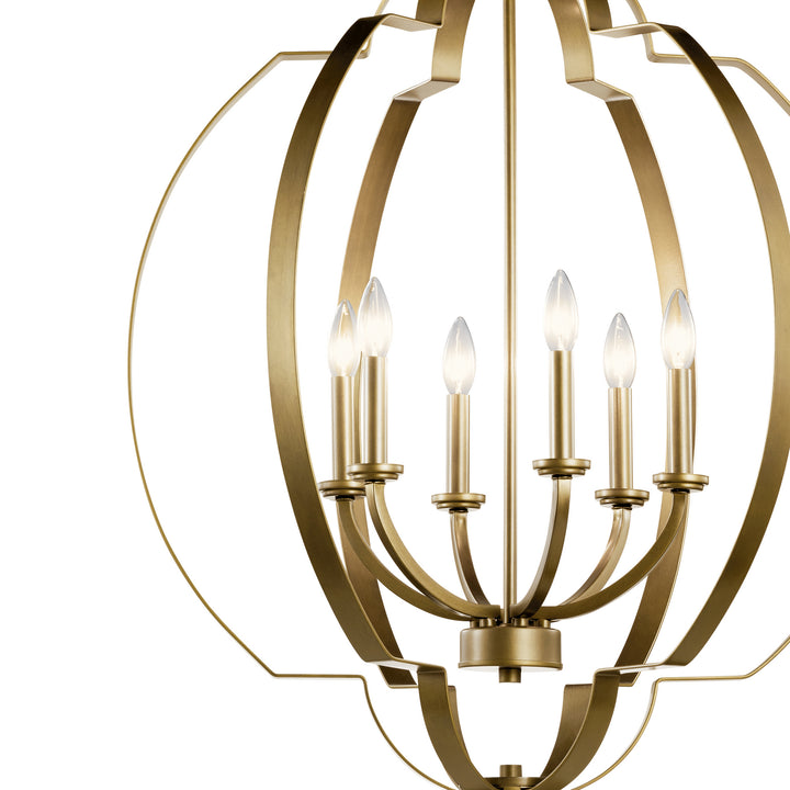 Kichler Canada - 42139NBR - Six Light Foyer Chandelier - Voleta - Natural Brass