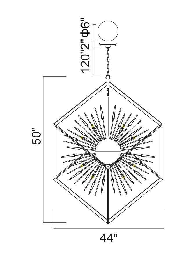 CWI Lighting Canada - 1178P44-20-601 - 20 Light Chandelier - Starburst - Chrome & Black