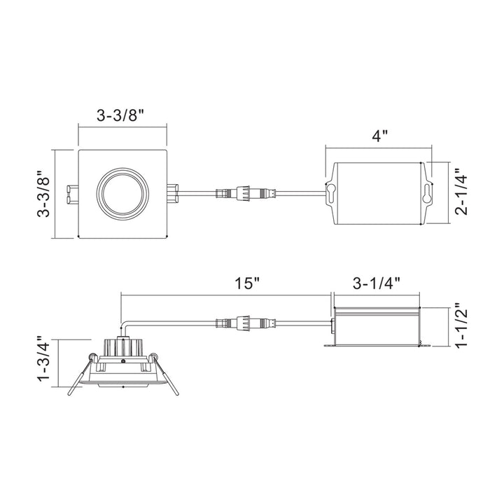 Eurofase Canada - 34892-40-01 - LED REC,3IN,SQ GMBL,8W,40K,BLK - 34892-40 - Black