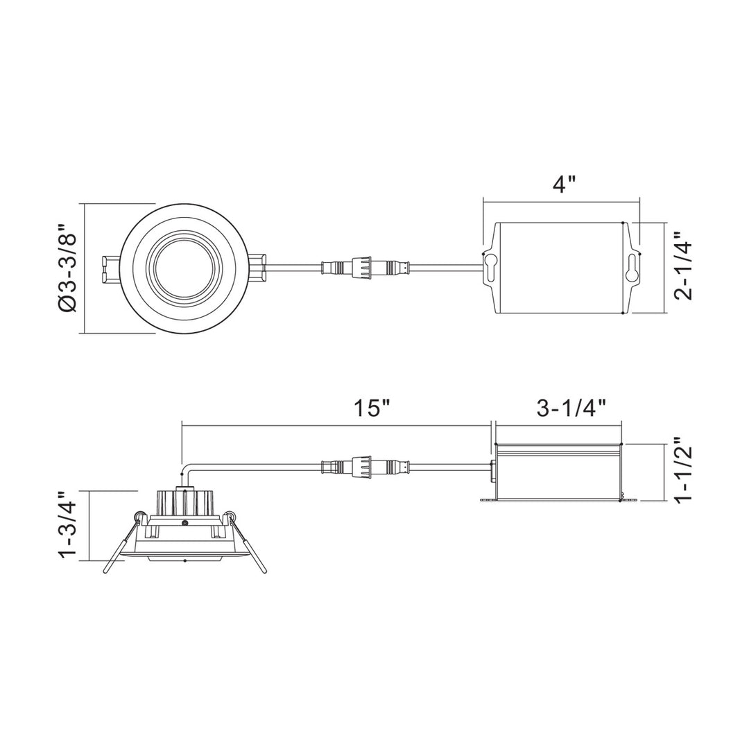 Eurofase Canada - 34895-40-01 - LED REC,3IN,GIMBAL,8W,40K,BLK - 34895-40 - Black