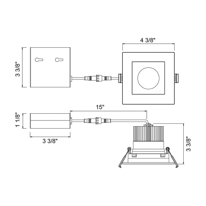 Eurofase Canada - 34898-30-01 - LED REC,3.5IN,SQ RGS,12W,30K,B - 34898-30 - Black