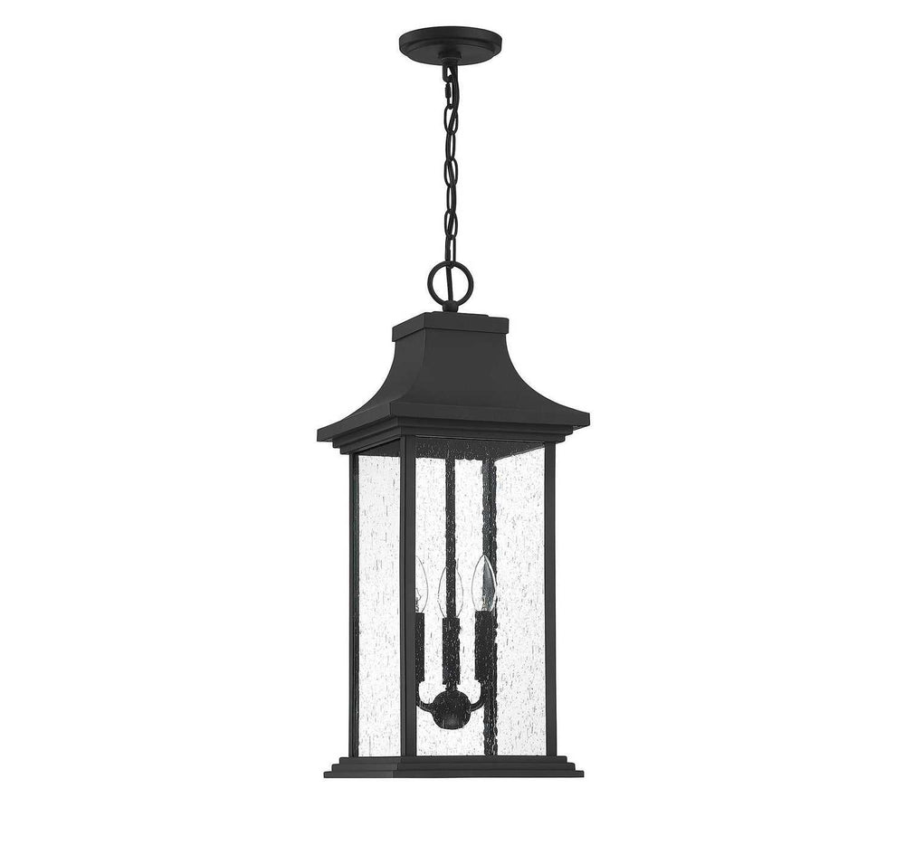 Hancock Three Light Outdoor Pendant in Matte Black Savoy House