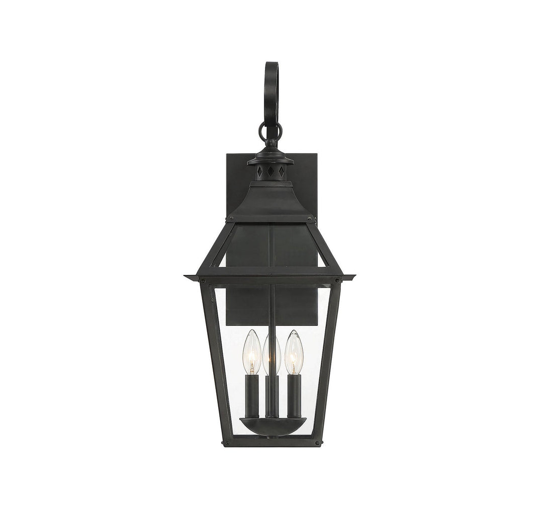 Jackson Three Light Outdoor Wall Sconce in Black with Gold Highlights Savoy House