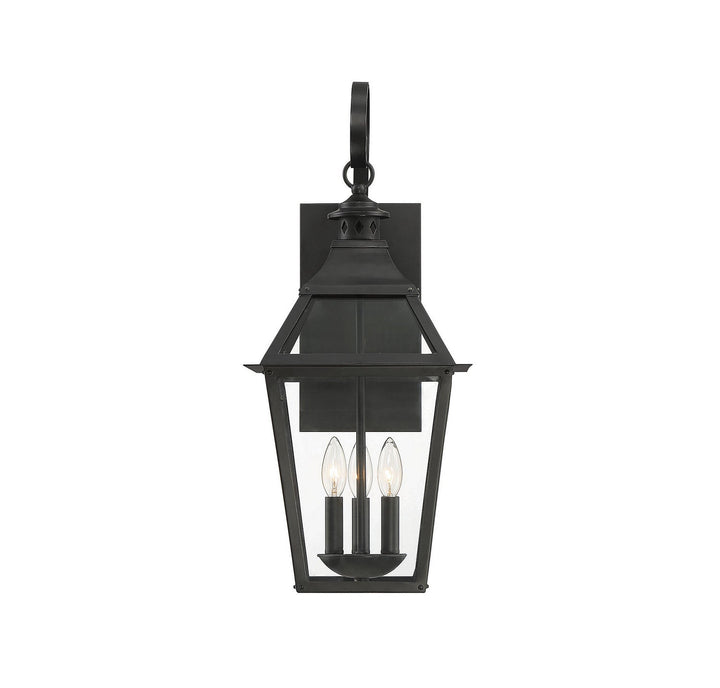 Jackson Three Light Outdoor Wall Sconce in Black with Gold Highlights Savoy House