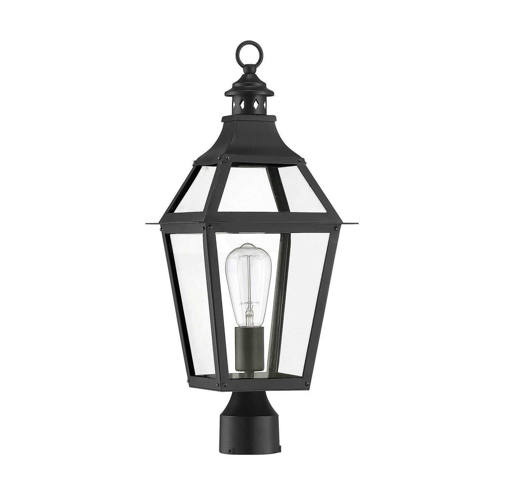Jackson One Light Post Lantern in Black with Gold Highlights Savoy House